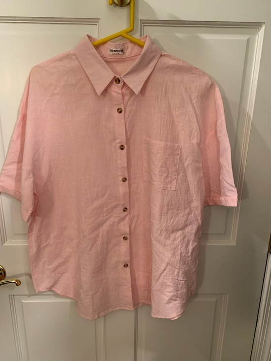 Hotouch Tops - Hotouch Linen Soft Pink Button-Up Shirt Women’s XL